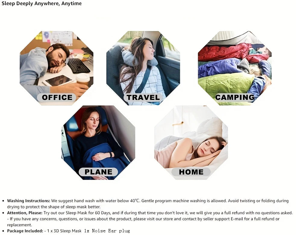 3D Sleep Mask with Noise Ear Plug